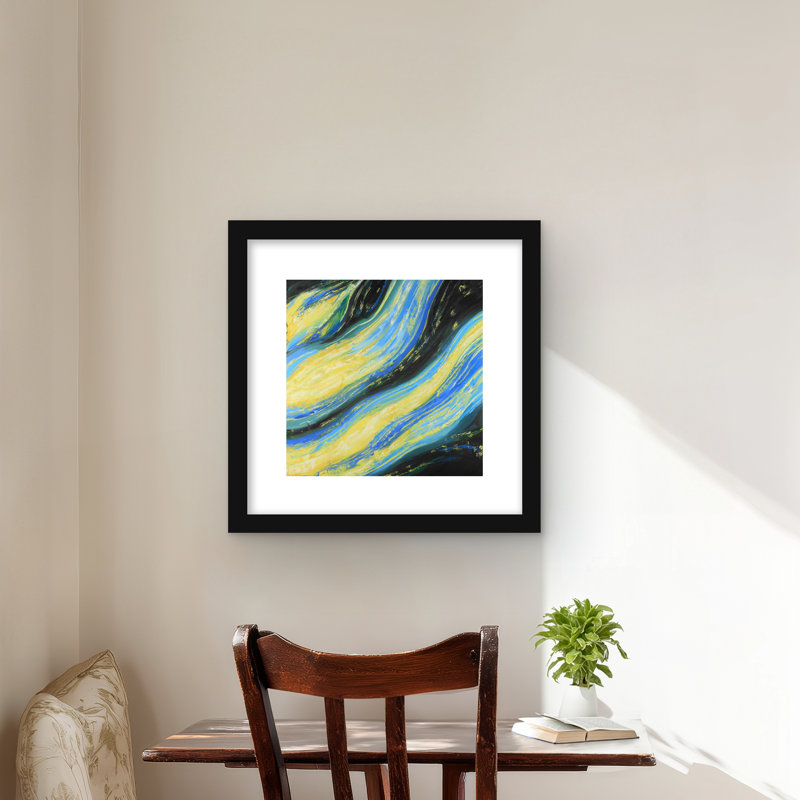 Liquid Magic Wave - Black Modern Framed Matted Print Decor