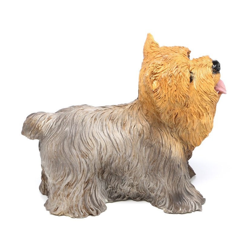 Hand-Painted Resin Yorkshire Puppy Dog Statue, 11"