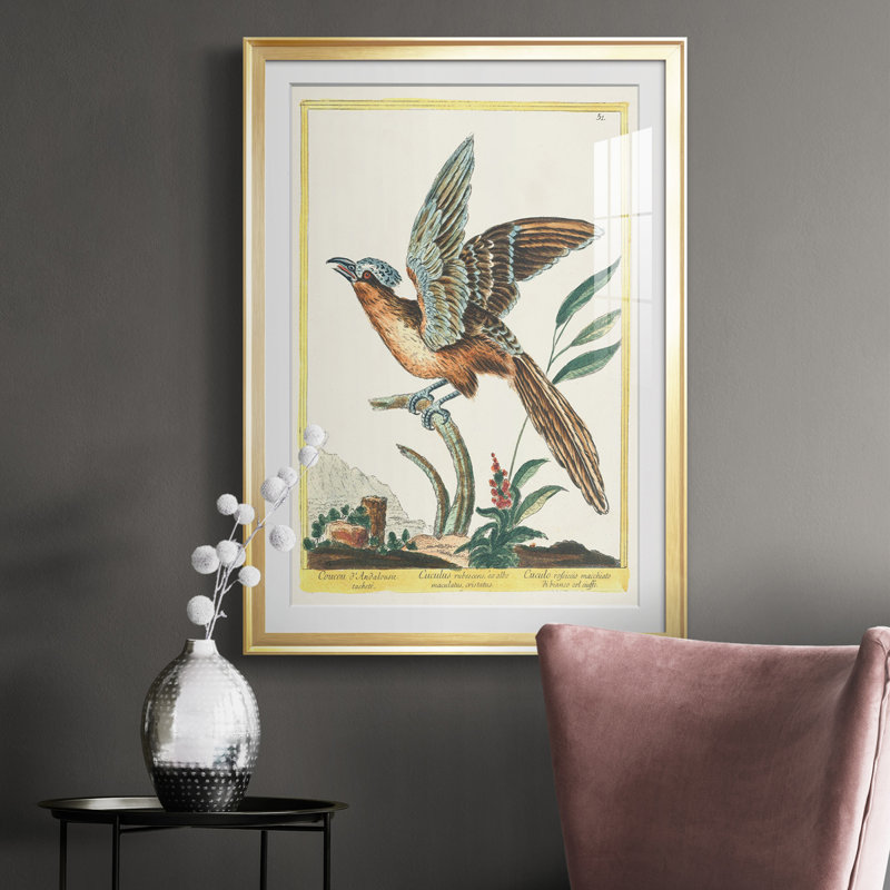 Pastel Birds IV - reproduction de cadre photo, H 30,5 po x l 22,5 po x P 1 po, Or