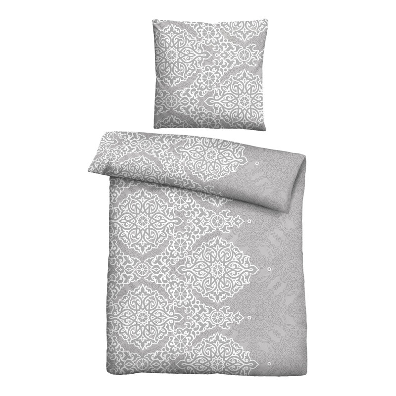 Cotton Blend Damask Duvet Cover Set with Pillow Shams