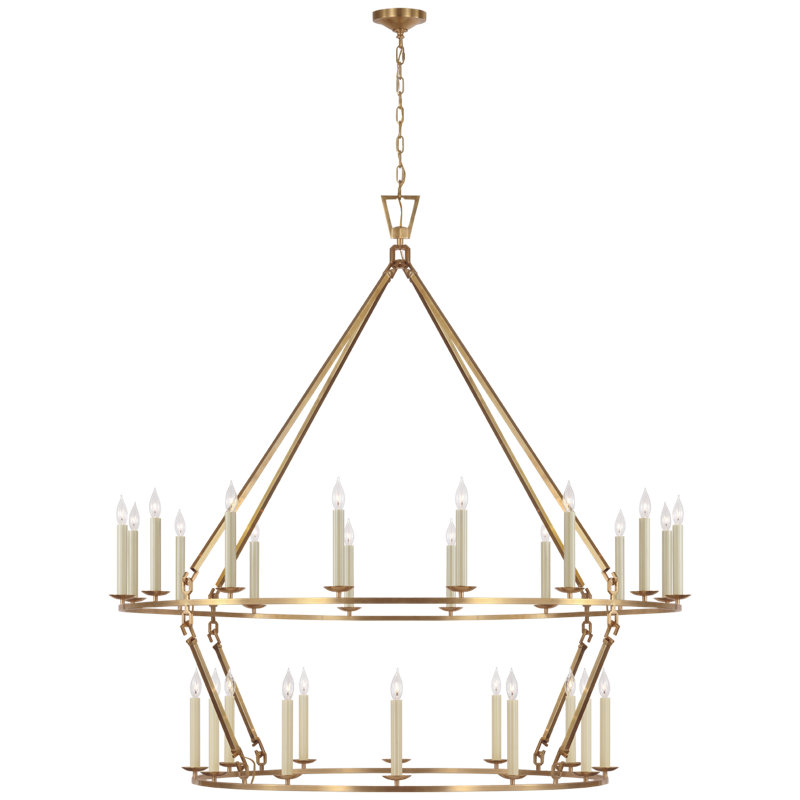 Darlana Two Tier Chandelier, Antique-Burnished Brass, 63.5" H x 61.25" W x 61.75" D