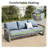 Adden Hand-Painted Aluminum Outdoor Sofa Chair With Blue Cushions-122591364