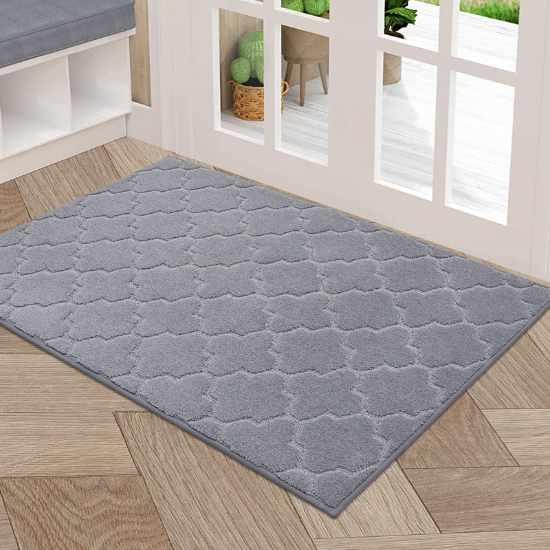 Non-Slip Geometric Doormat, Grey, 91.4cm W x 152.4cm L