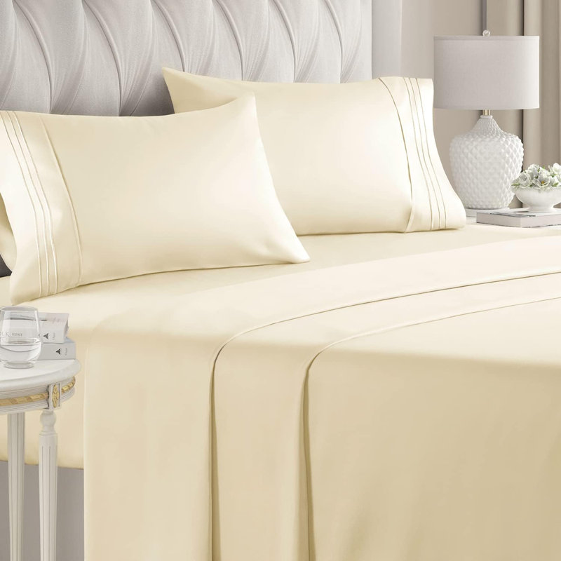 Premium Cooling, Soft & Wrinkle Free Sheet Set - Ultra Soft & Premium Hotel Luxury Bed Sheet Set, Off White