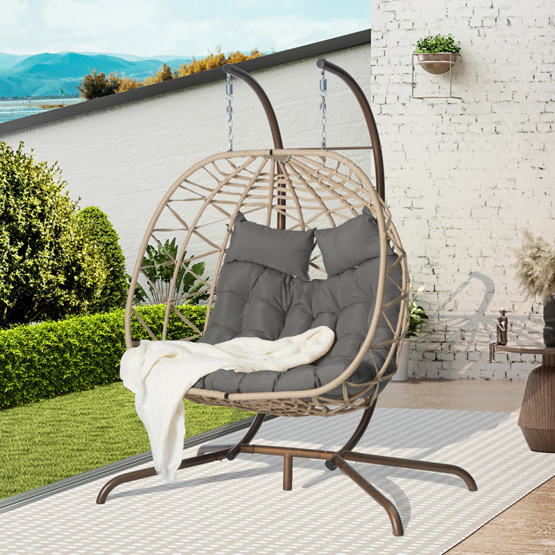 Double avec coussin de chaise suspendu, Gris foncé, Brun