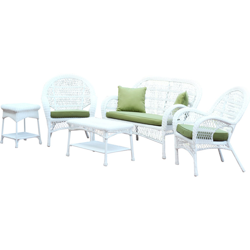 Mangum 4 - Person Patio Conversation Set with Cushions, Green, White