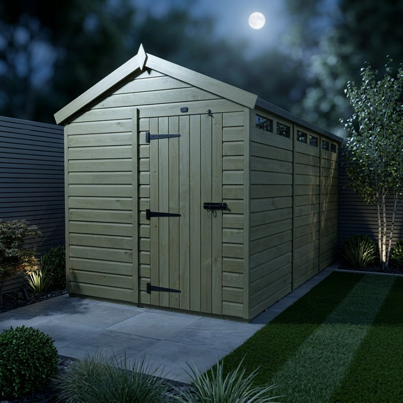 Total Sheds 8ft x 16ft Security Apex Shed - Heavy-Duty Hasp Staple Anti-Tamper - Pressure Treated Timber - UK Manufactured