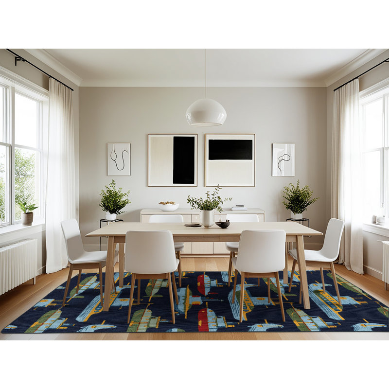 Machine Washable Transportation Gray Area Rug, Rectangulaire 7 pi x 10 pi