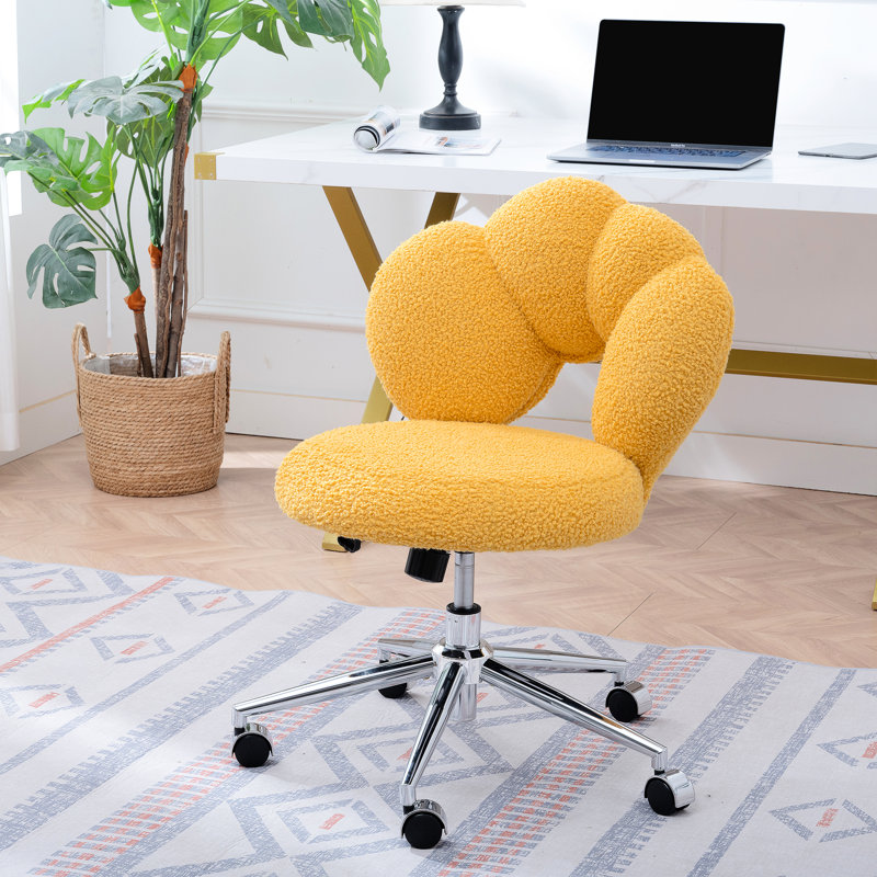 Fauteuil pivotant à hauteur réglable en tissu 360 pour zones de bureau, de chambre à coucher et d'étude, semi-enveloppé, coussin de 4,3 pouces, cinq, capacité de poids maximale de 220 lb,