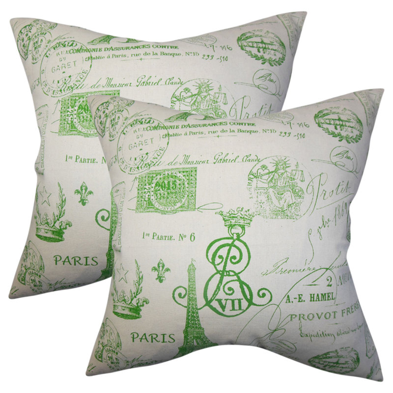 Cotton Reversible Throw Pillow, Green
