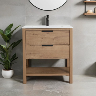 Ensemble de meuble-lavabo simple 30,04 po avec plateau en céramique Selda