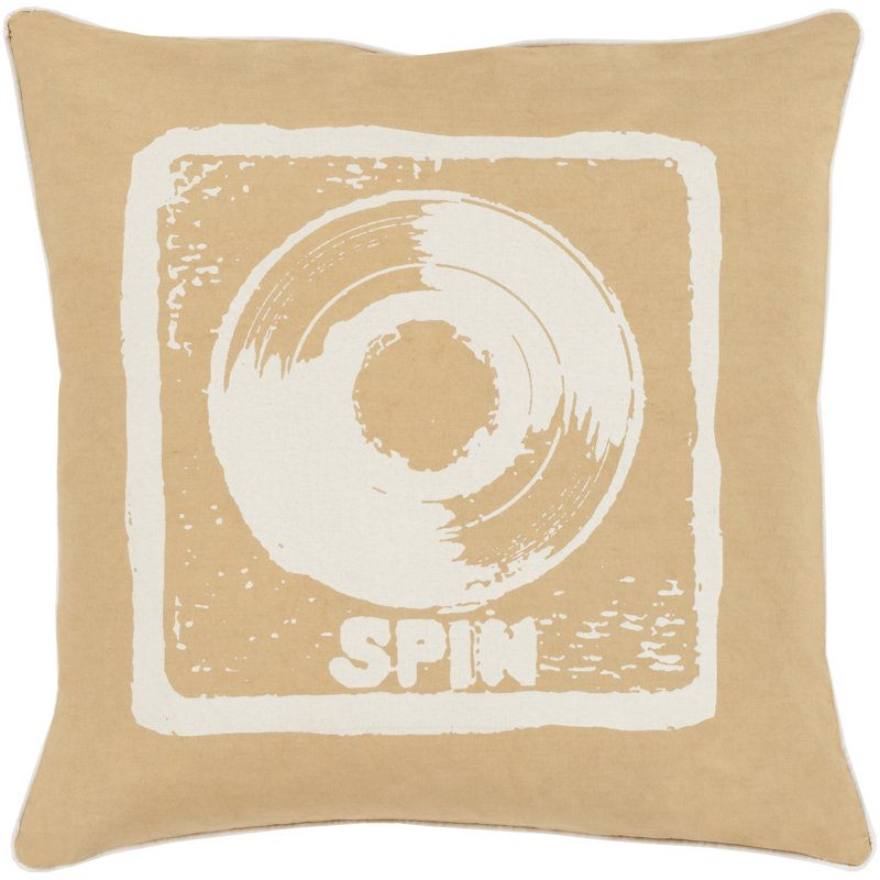 Housse de coussin en coton , 22 po x 22 po, Ivoire/doré, Polyester