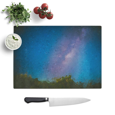 Glass Milky Way Over The Trees in Abstract Chopping Board