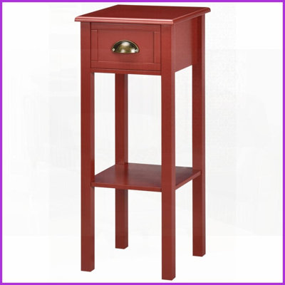 HOMCOM Red 2-Tier Coffee Table with Storage, MDF Crafted for Living/Bedroom, Space-Saving &amp; Stable