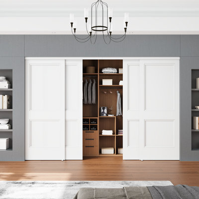 Porte coulissante intérieure blanche 80 "pour garde-manger et garde-robe avec quincaillerie complète