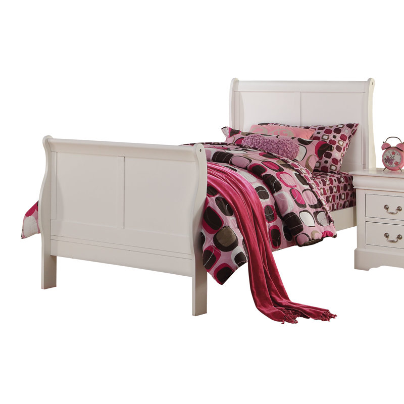Élégant lit blanc en bois massif et espace de rangement classique, Lit double