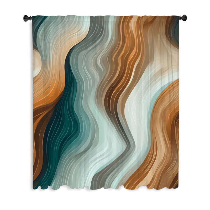Rideaux de fenêtre en grain de bois, voilages abstraits et voilages - 1 panneau, L 50 po x L 84 po