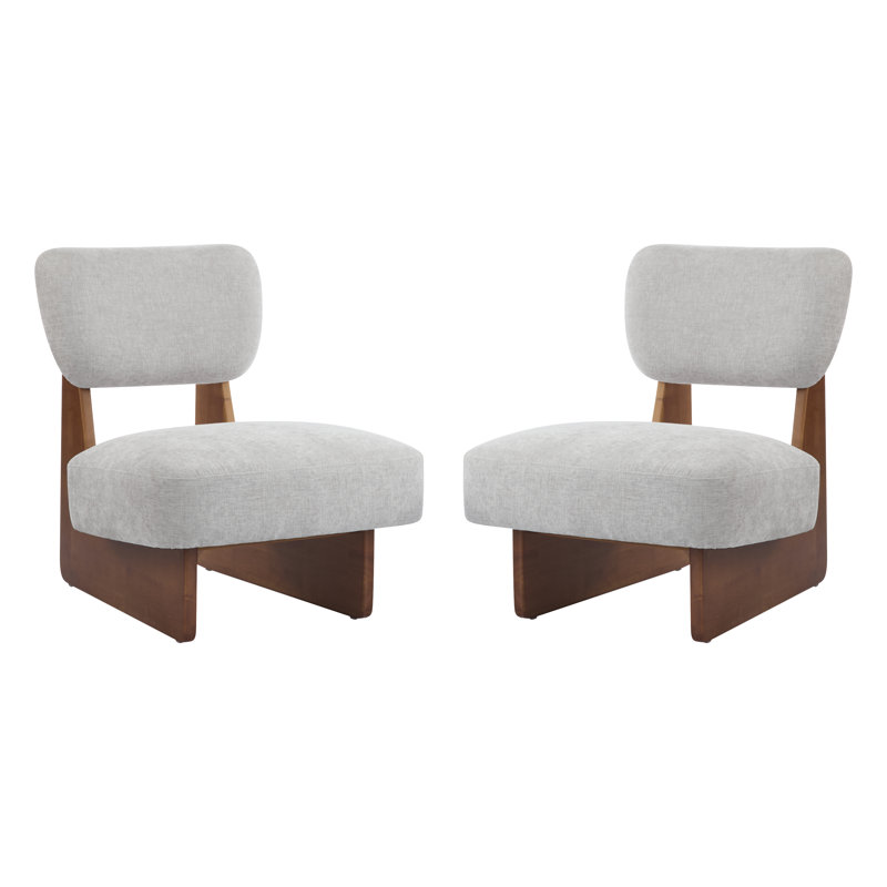 Chaises d'appoint rembourrées en tissu Vierra, Noyer, Gris clair