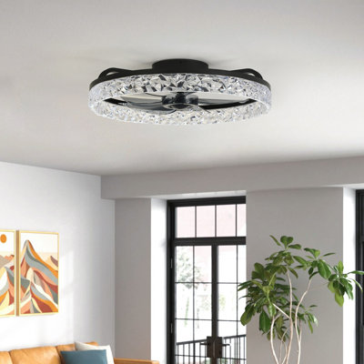 Blodgett 20'' Modern Flush Mount Ceiling Fan with Dimmable LED Lights and Remote Control 6-Speed Mute Reversible Motor For Medium Bedroom