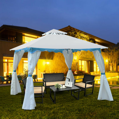 10 Ft. x 10 Ft. Awning Steel Patio Gazebo