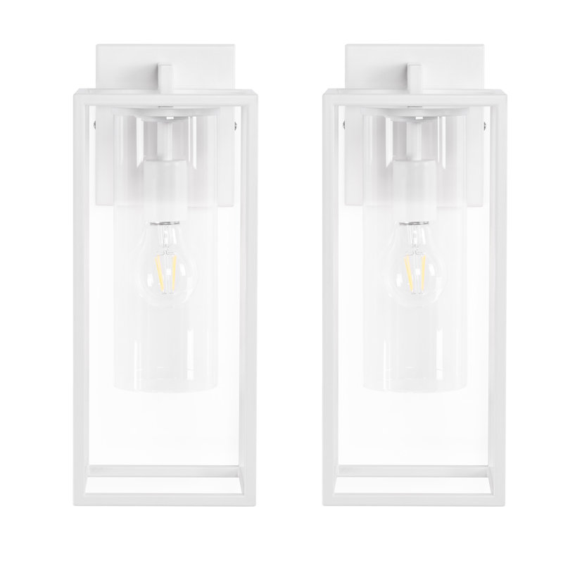 Tiernan Outdoor Wall Lantern, White, 15.75" H x 6.25" W x 8.05" D