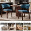 Modern Curved Dining Chair with Solid Wood Legs – Linen Upholstered Armchair-352483312-444132316