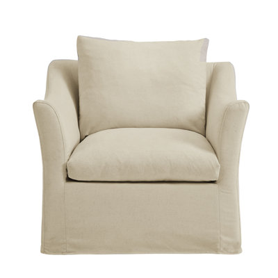 Edmonson Slipcovered Linen Blend Armchair In Linen