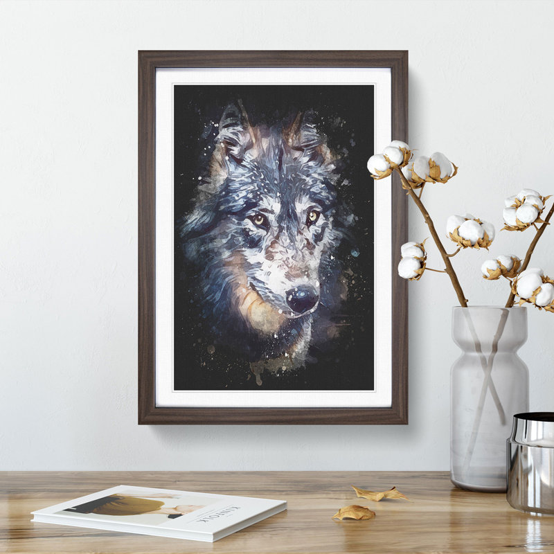 The Eyes of a Wolf - Picture Frame Painting Print, Walnut Framed, 87cm H x 62cm W x 2cm D