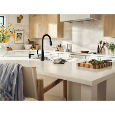 Moen Reyes Spot Resist 15.67 In. H Pull Down Sprayer Kitchen Faucet With 360 Degree Spout Swivel And Power Boost 87932bl