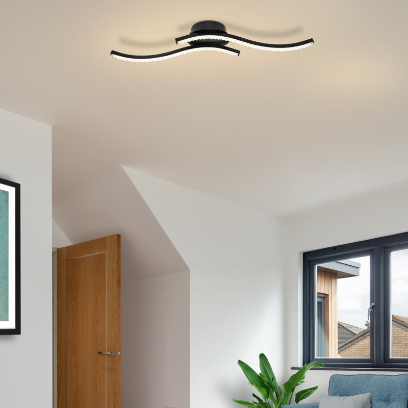 Kenworth 2 Light Built-in, Integrated LED, Modern, Wavy Beaded Ceiling Light - 54x12x8.5cm, non-dimmable, 3,000K Neutral white