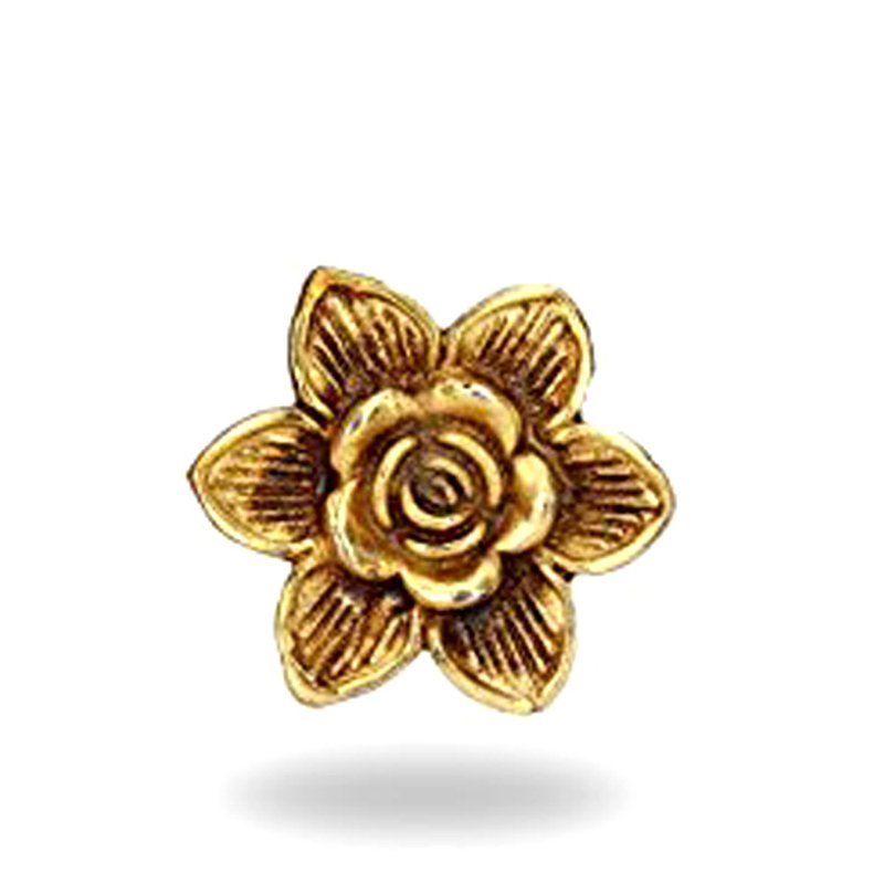Set of 6 Antique Gold Flower Metal Cabinet Knobs
