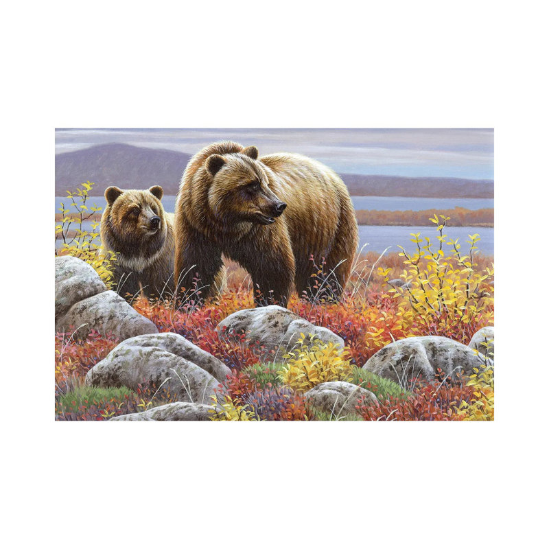 " Griz And Cub " by Cynthie Fisher Painting Print, 8" H x 12" W x 0.75" D