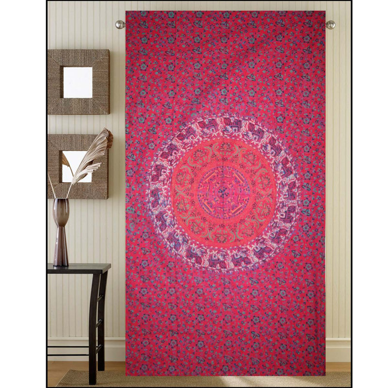 Panneau de rideau simple obscurcissant en coton à motif floral Emestine, rouge