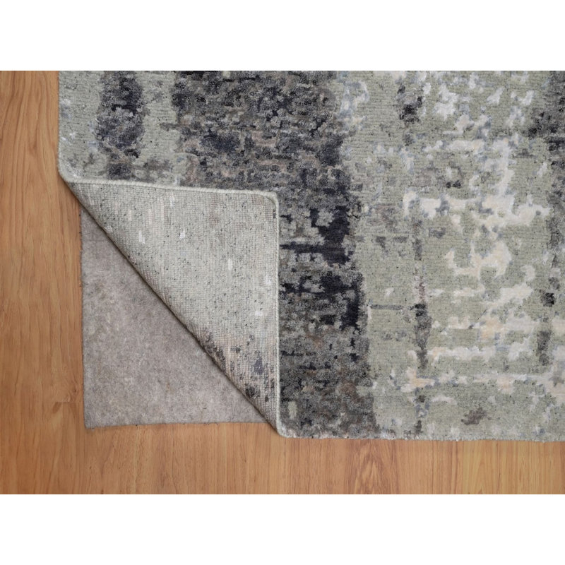 Tapis oriental rectangulaire gris en laine noué à la main 8 pi 2 po x 10 pi 0 po - MOA10291827