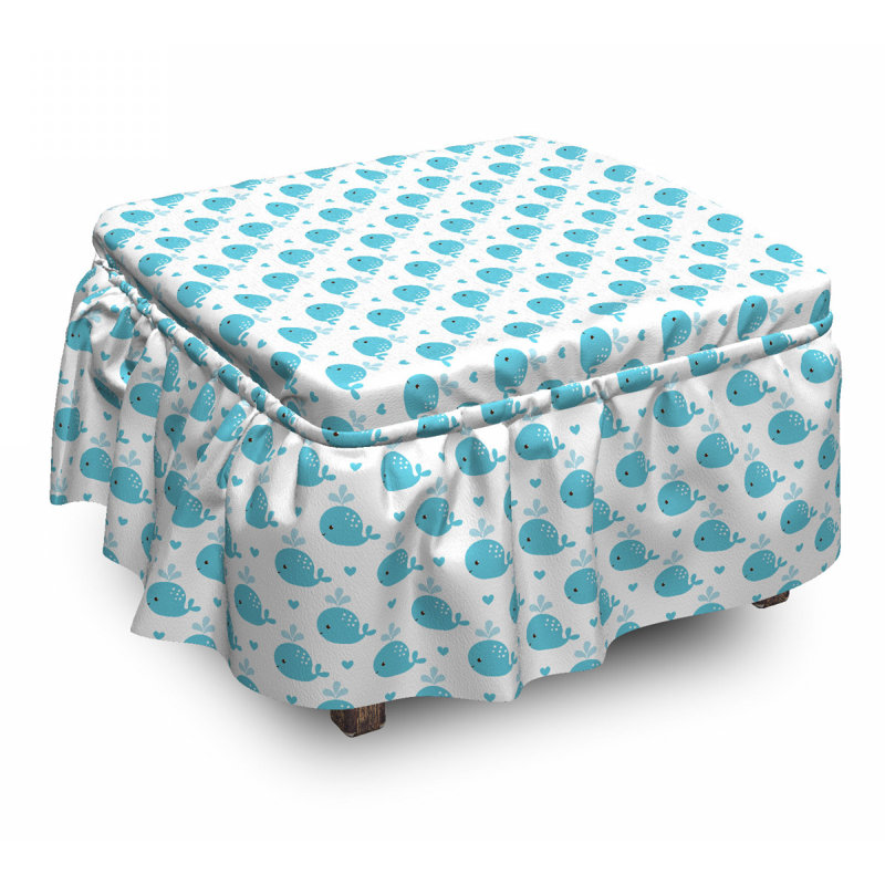 Ensemble de housse pour repose-pieds à coussins carrés pour enfant 2 pièces baleine