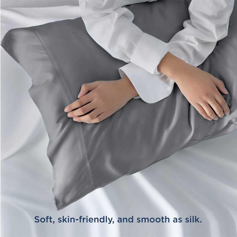Rayon from Bamboo Pillowcase with Envelope Closure, Silver Gray, King Pillowcase