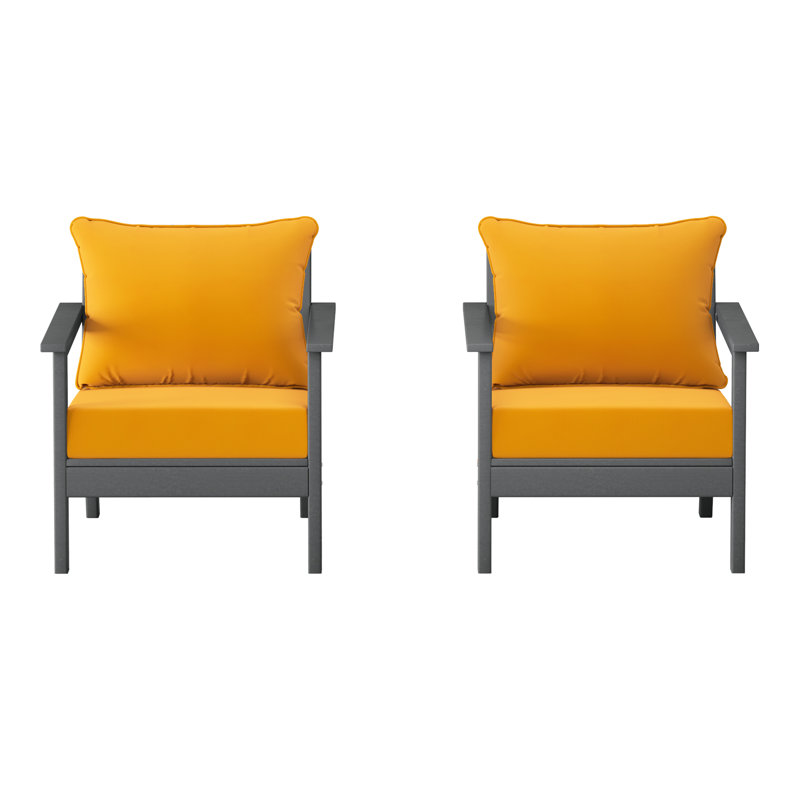 Chaise profonde avec coussins (ensemble de 2), Gris, Jaune