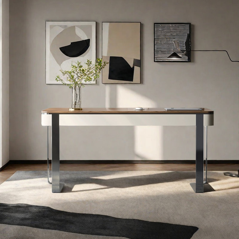 Sturdy Stainless Steel Base Desk, 29.53" H x 70.87" W x 25.59" D
