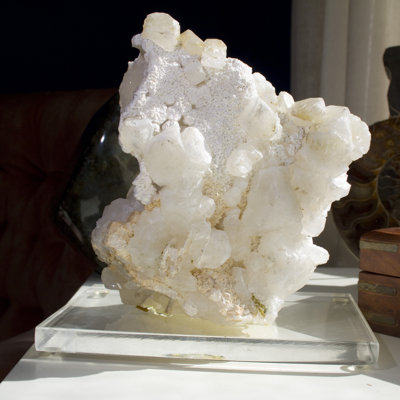 Translucent Apophyllite on Chalcedony. Acrylic Mounted.