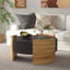 Table basse carrée avec rangement rabattable et design deux tons - brun foncé et bois naturel