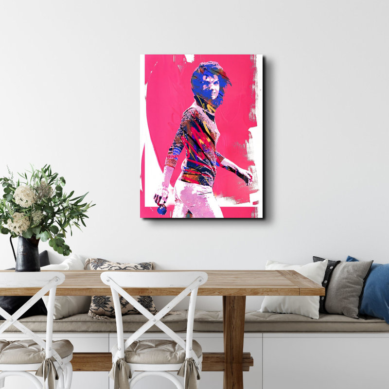 «Jackie Kennedy» par Stephen Chambers - peinture sur toile tendue, H 18 po x l 15 po x P 1,5 po