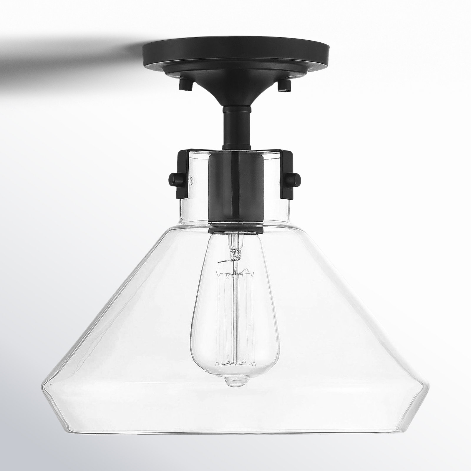 Ronan Single Light Glass Semi Flush Mount, Bronze