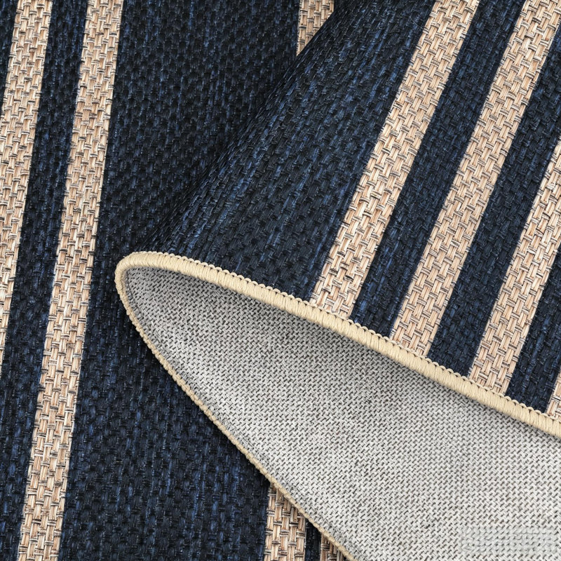 Rectangle Geometric Washable Area Rug, Navy, Rectangle 120 x 170 cm