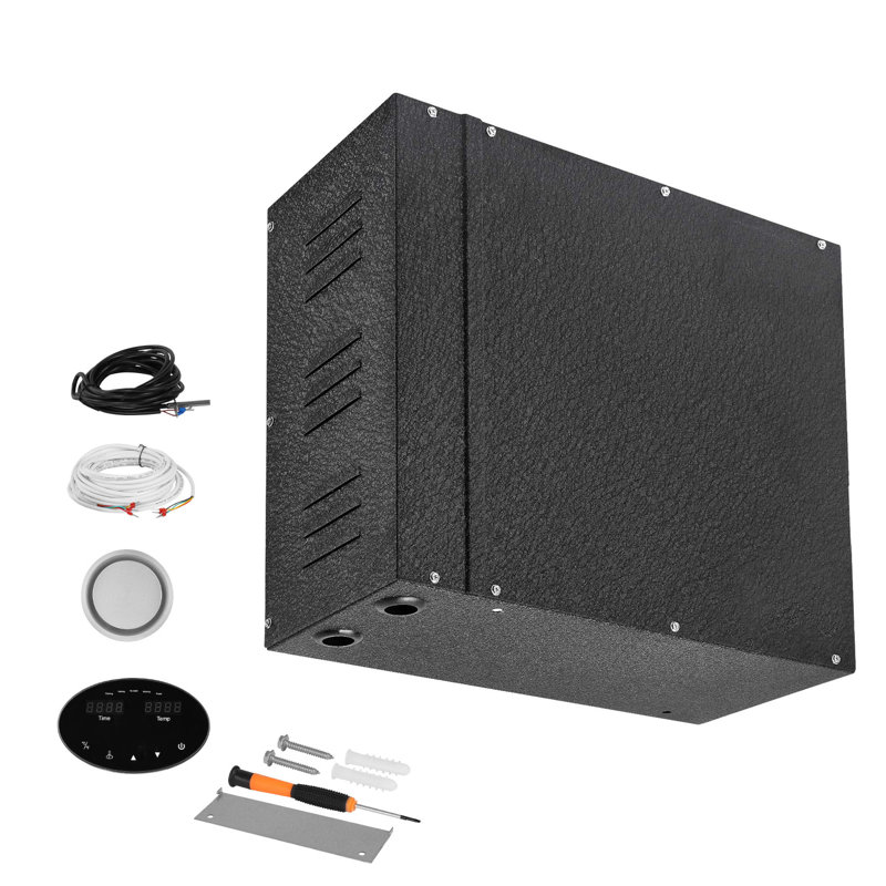 Steam Generator, 6 kW Steam Shower System with Controller for Home Sauna Bath Spa, 10 Min to 24h Efficient, Commercial Auto Drain Kit with Overheat, Dry-Run & Overpressure Protection, Black