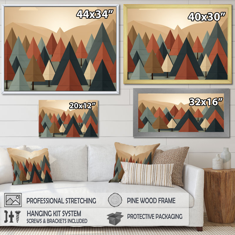 Vert et orange, mosaïque de Noël minimaliste II - art mural minimaliste, Toile tendue, H 16 po x l 32 po x P 1 po