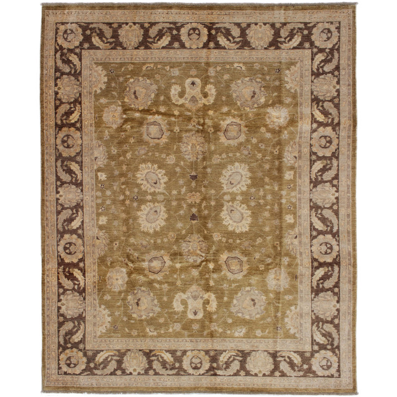 Tapis de la laine beige/brun 7 pi 11 po x 9 pi 11 po one-of-kind à la main-noué la 2010 chobi Iraheta