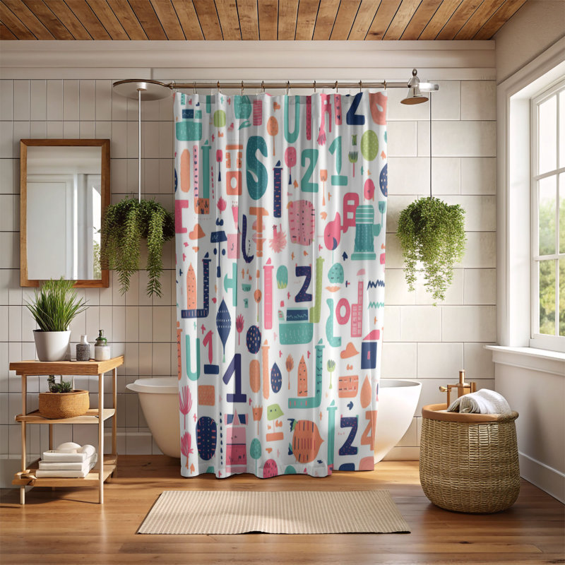 Digits - Premium Shower Curtain, 74"H x 71"W
