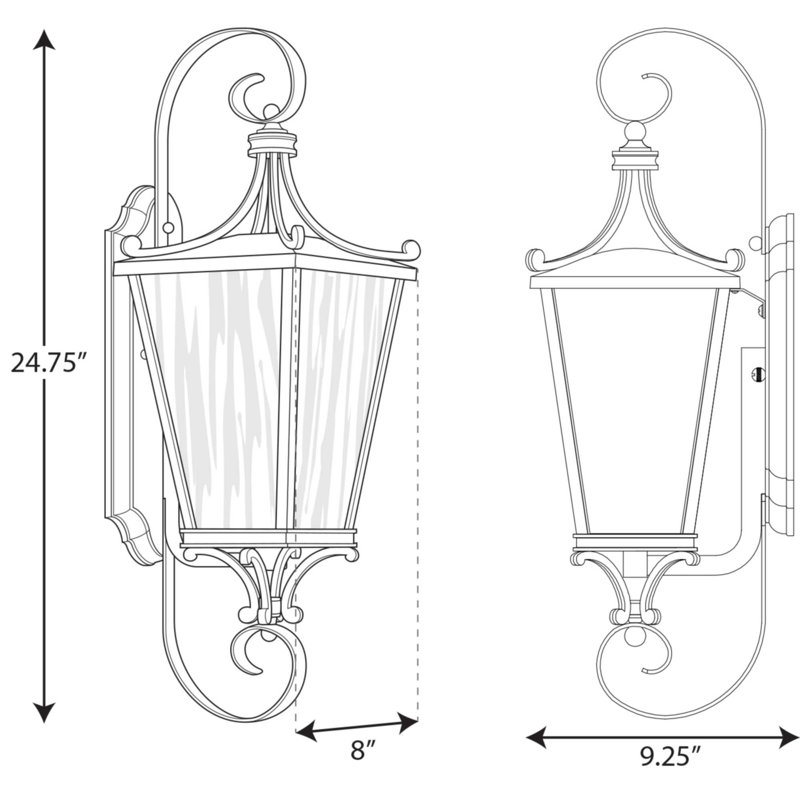Lanterne murale d'extérieur Alexandra, H 24,75 po x l 8 po x P 9,25 po