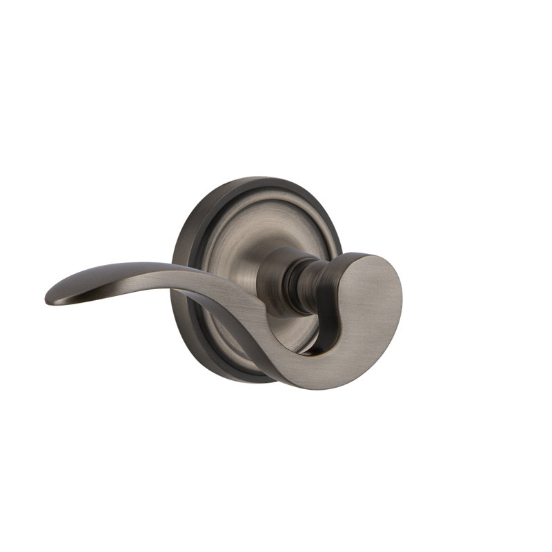 Classic Rosette Passage (Hall & Closet) with Swan Lever, Right, 2.375", Antique Pewter
