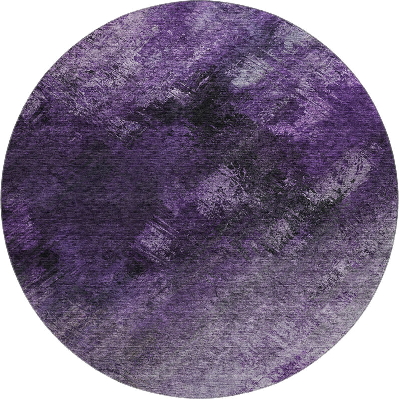 Premium Machine Washable Cerrito AMF590 Purple Rug, Round 8'